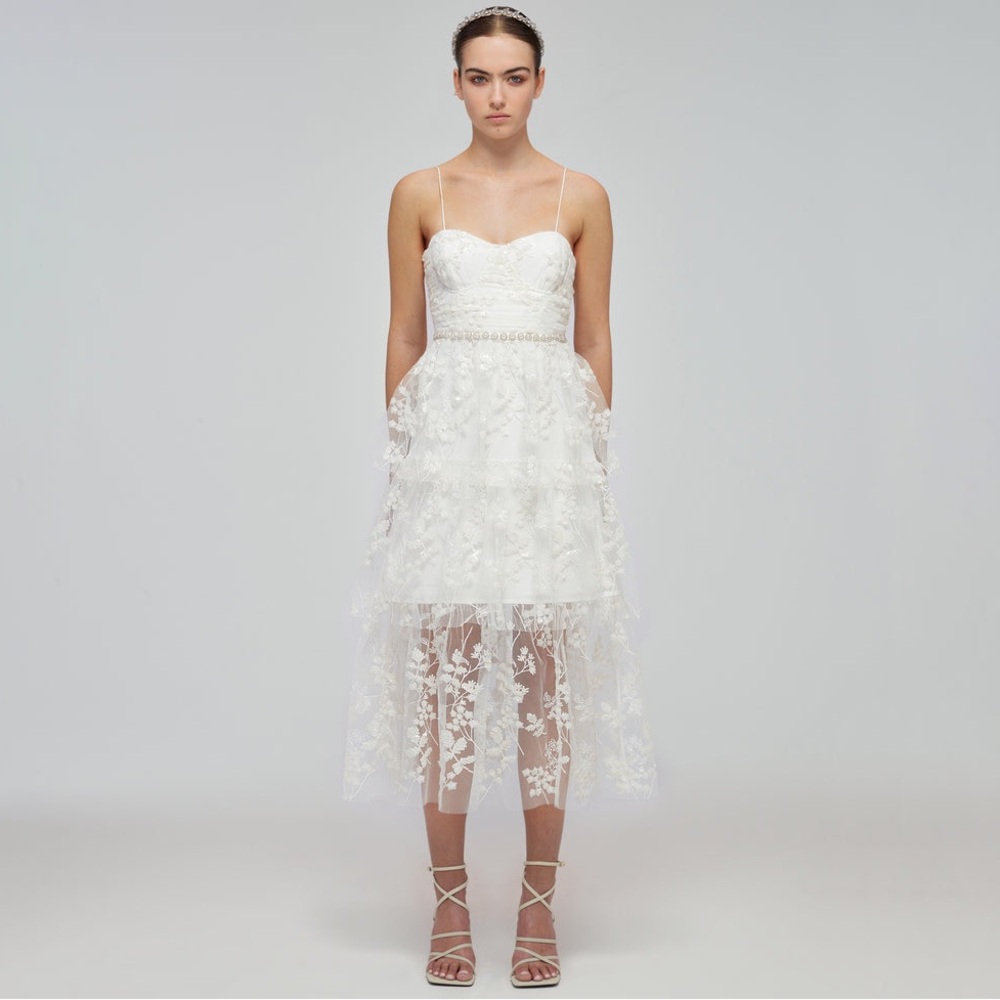 Self Portrait Bridal Sequin Midi Dress
